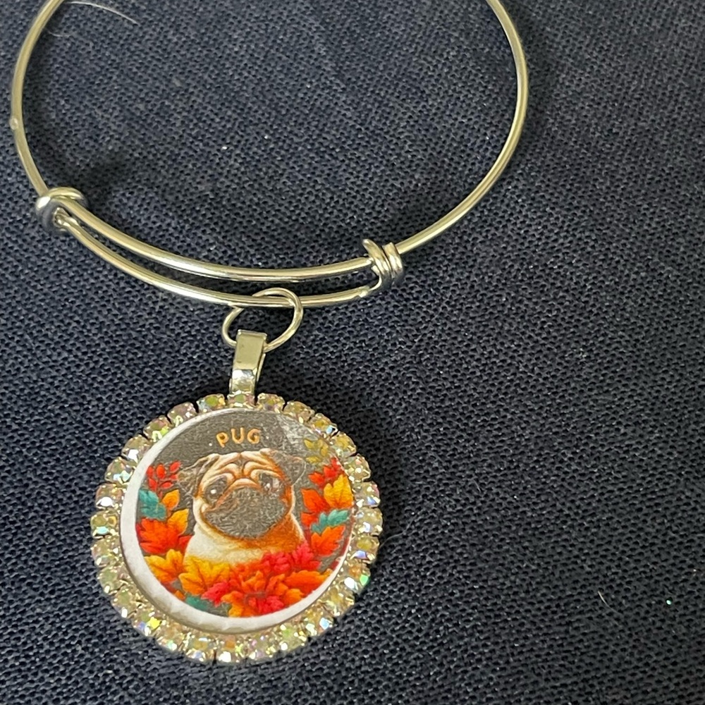 Silver Pug Charm Bracelet